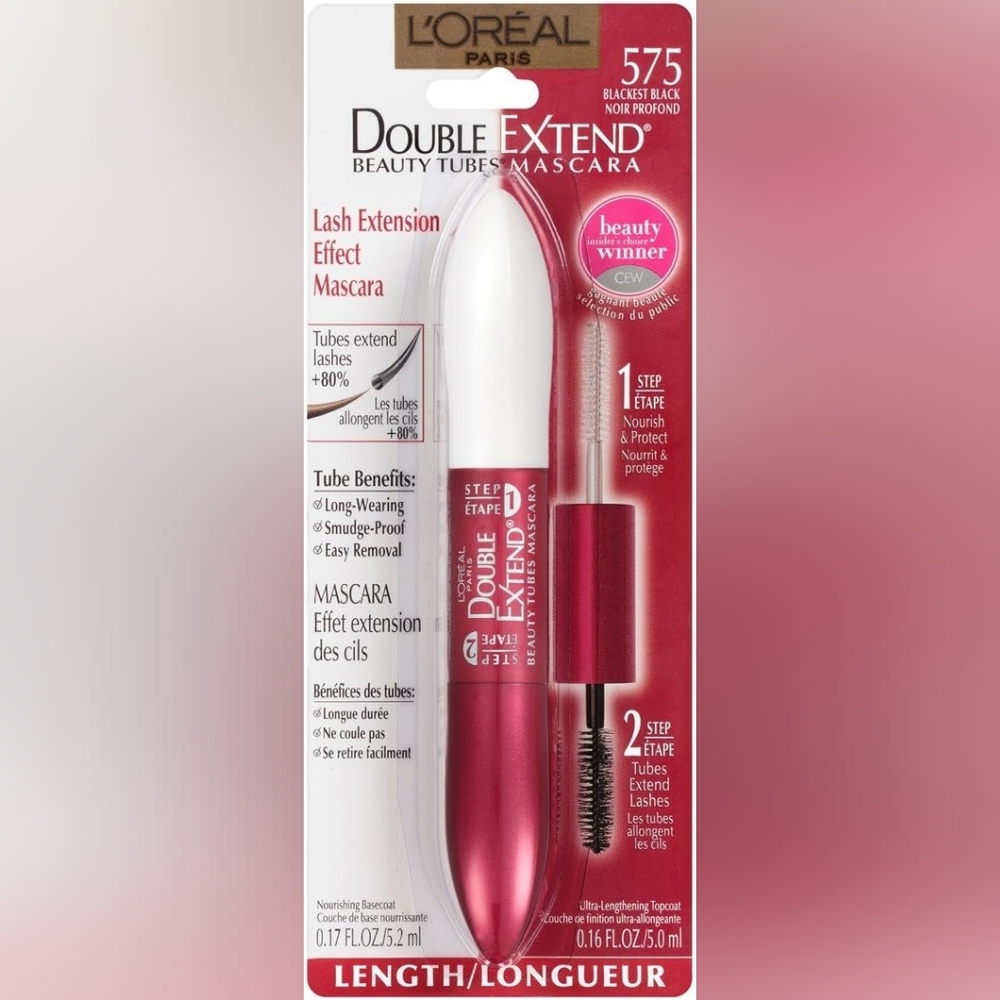 L’Oréal Paris Double Extend Lengthening 2 Step Mascara, Blackest Black